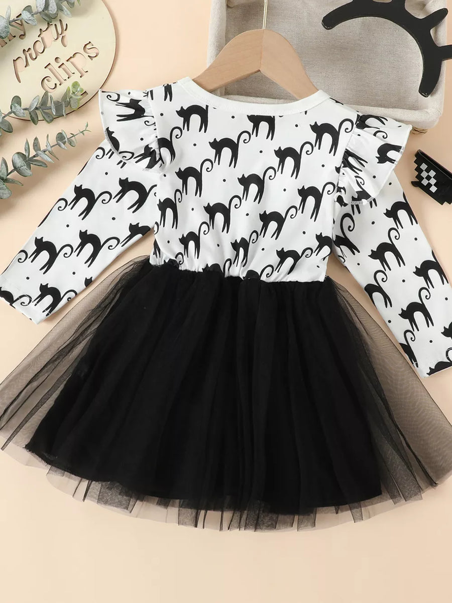 white A-line dress with round neck