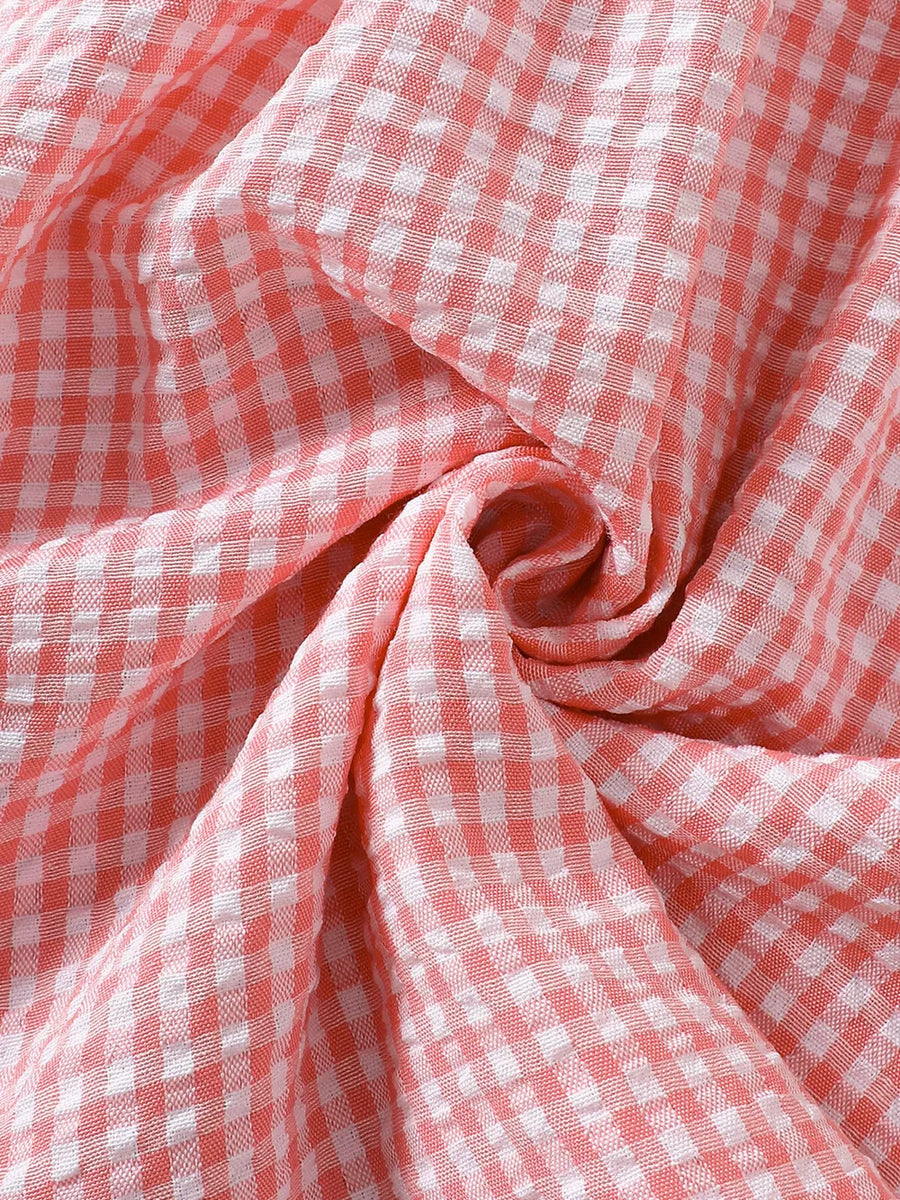 Children's Smocked Plaid Ruffle Sleeve Dress option 5