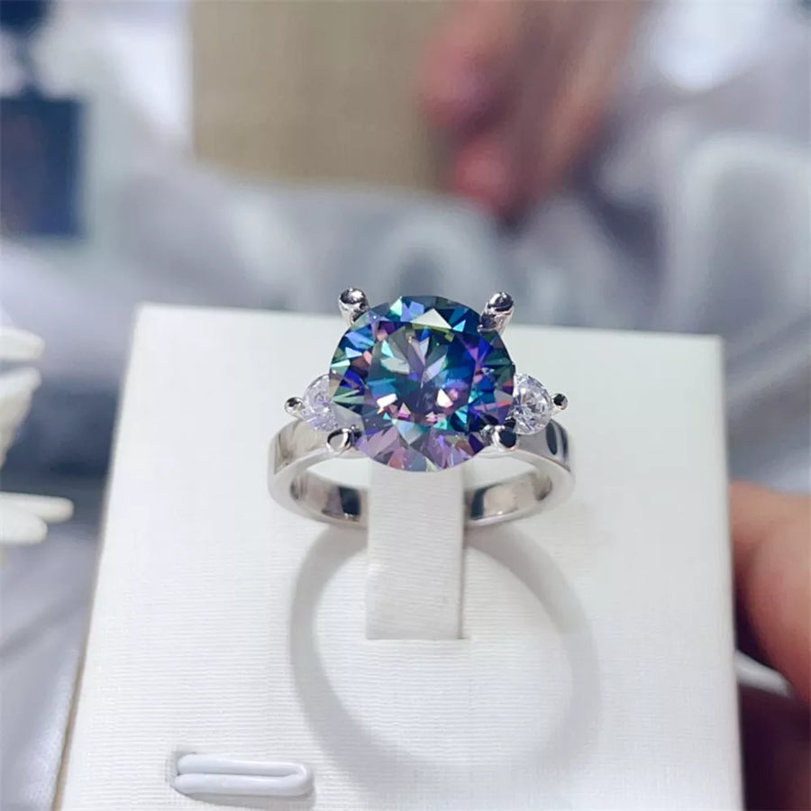 5 Carat Moissanite 925 Sterling Silver Ring in silver with 5 carat moissanite