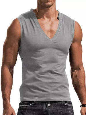 Dark Gray Men's Full Size V-neck Tank Top Plus Size