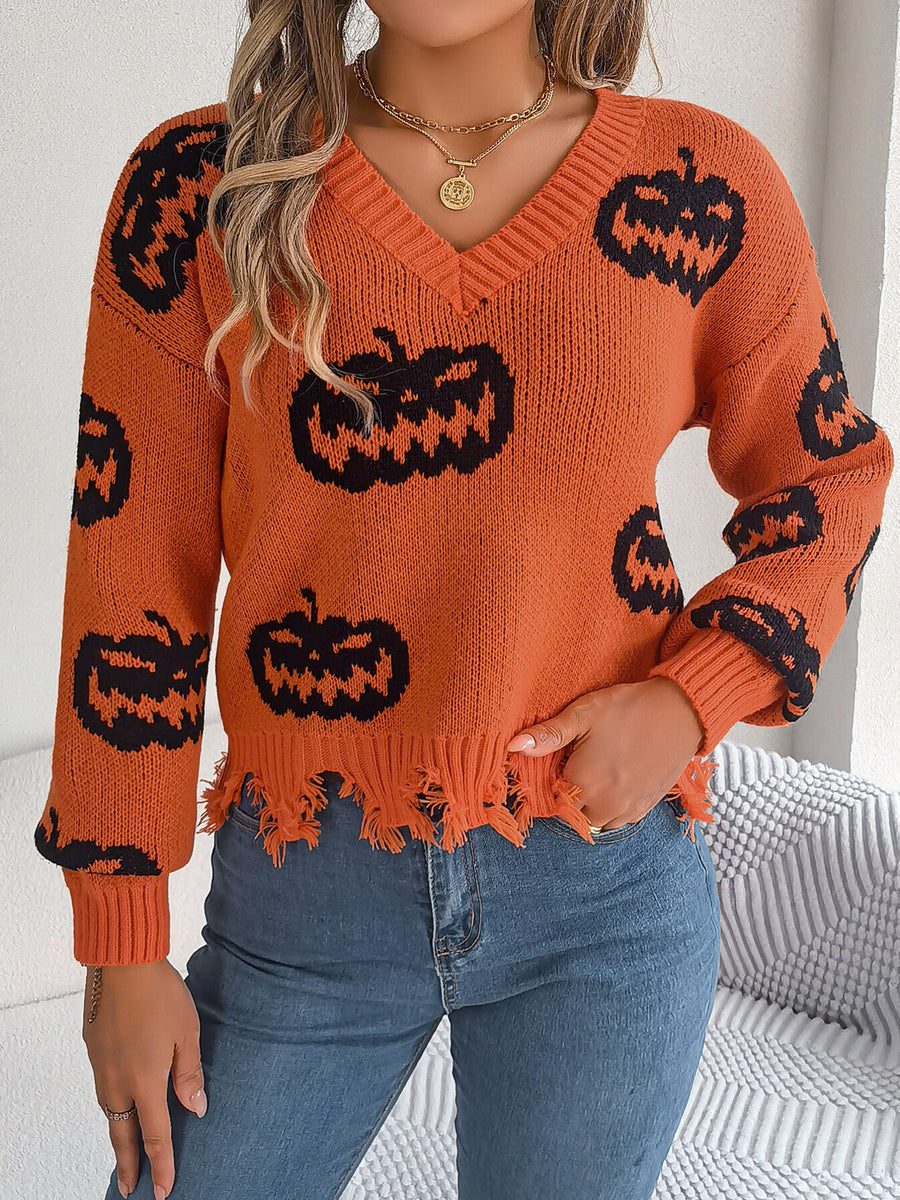 light gray pullover sweater with distressed and long sleeve