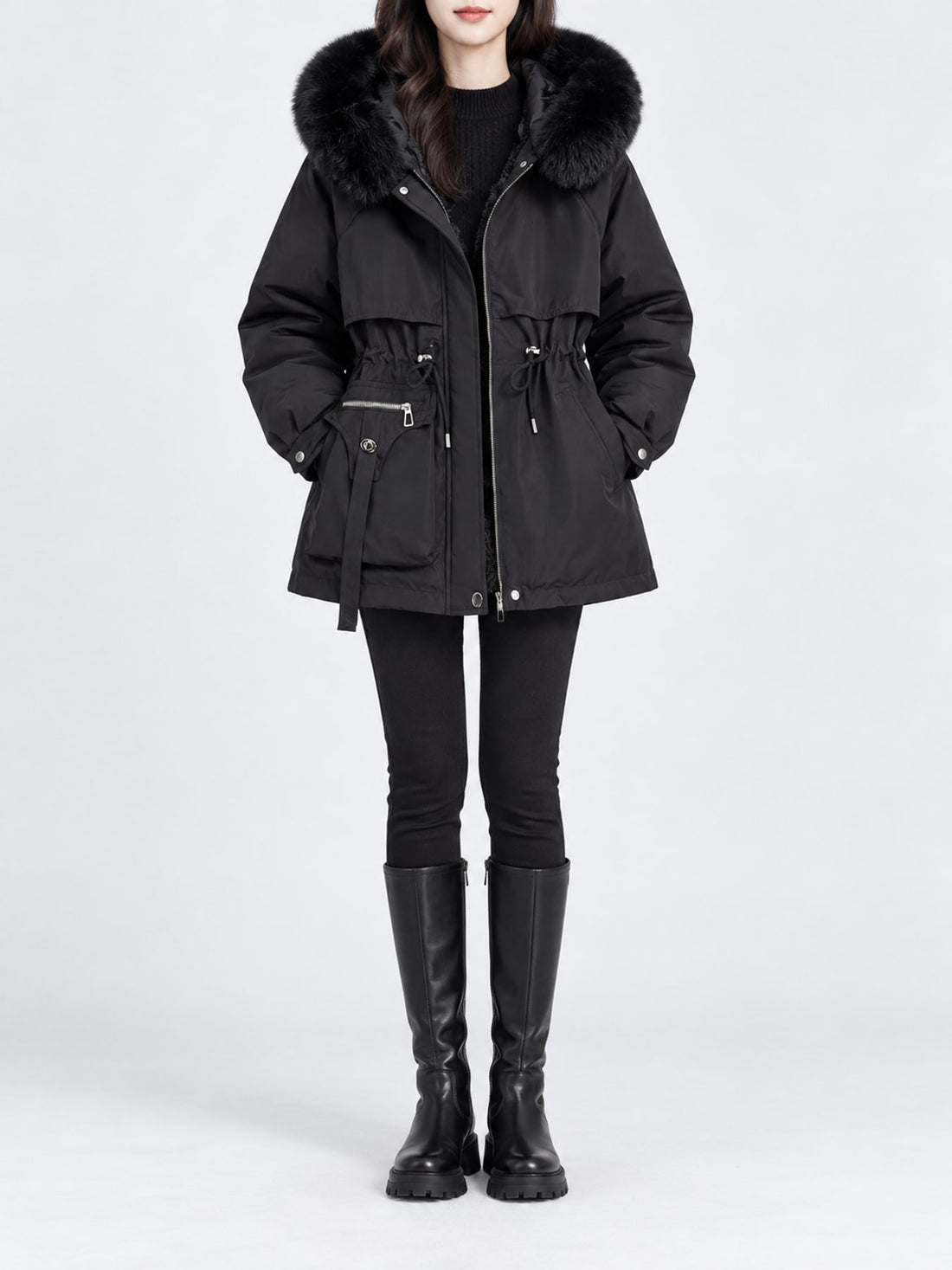 classic parka in White with hooded