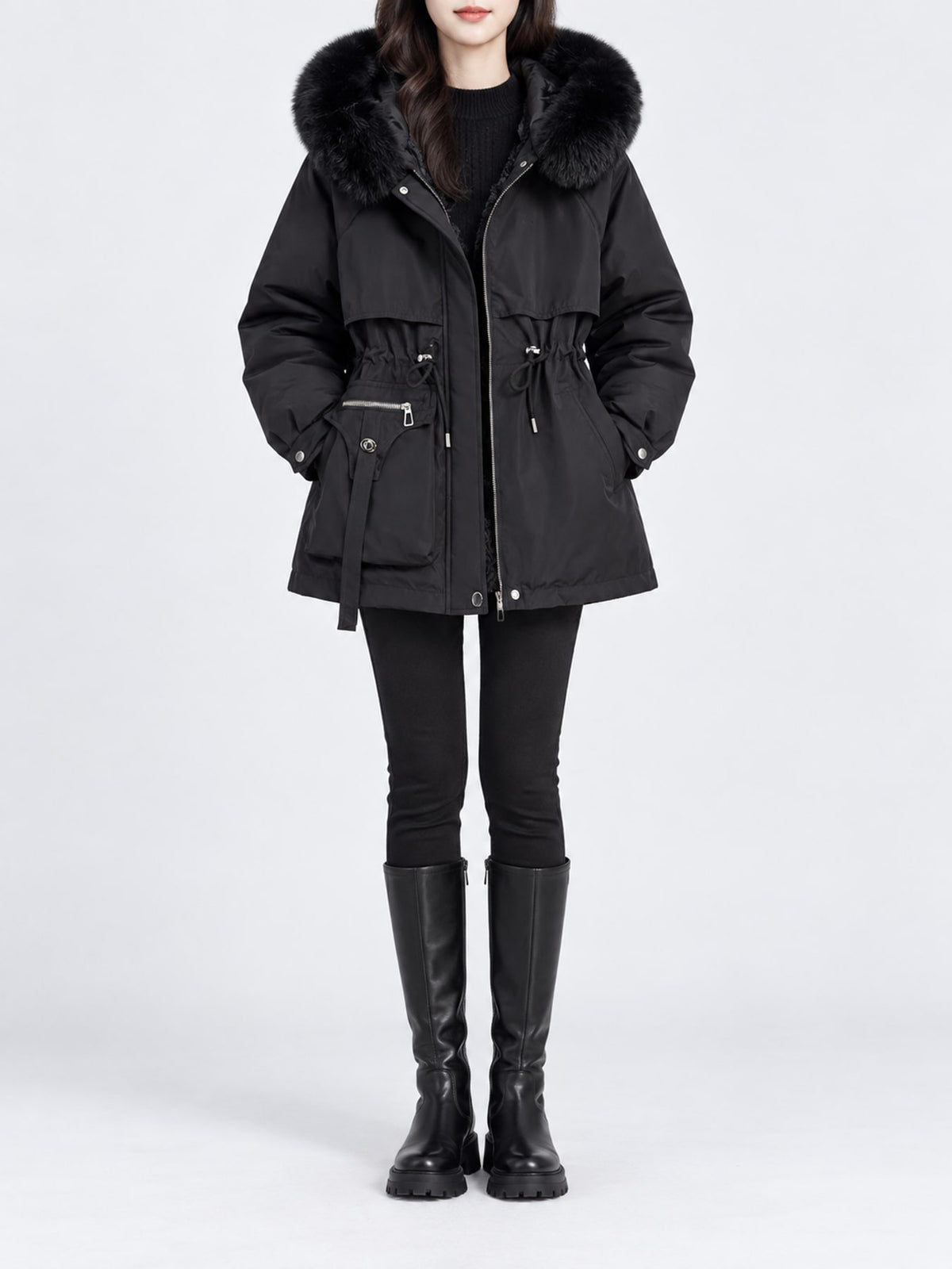 classic parka in White with hooded