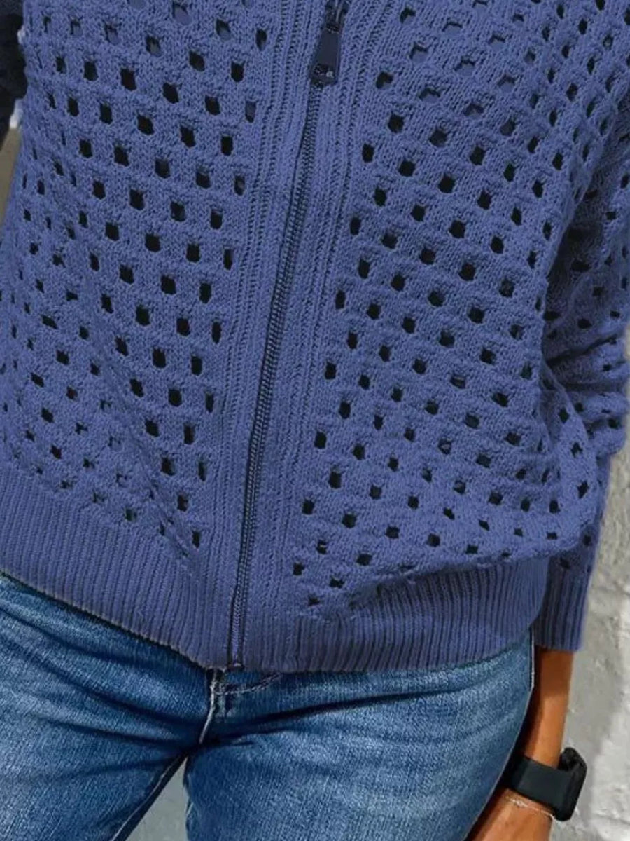 Black relaxed cardigan with crew neck