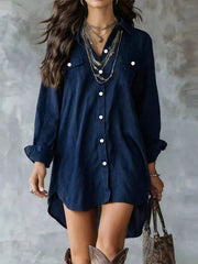 shirt dress in Brown with buttoned and mini