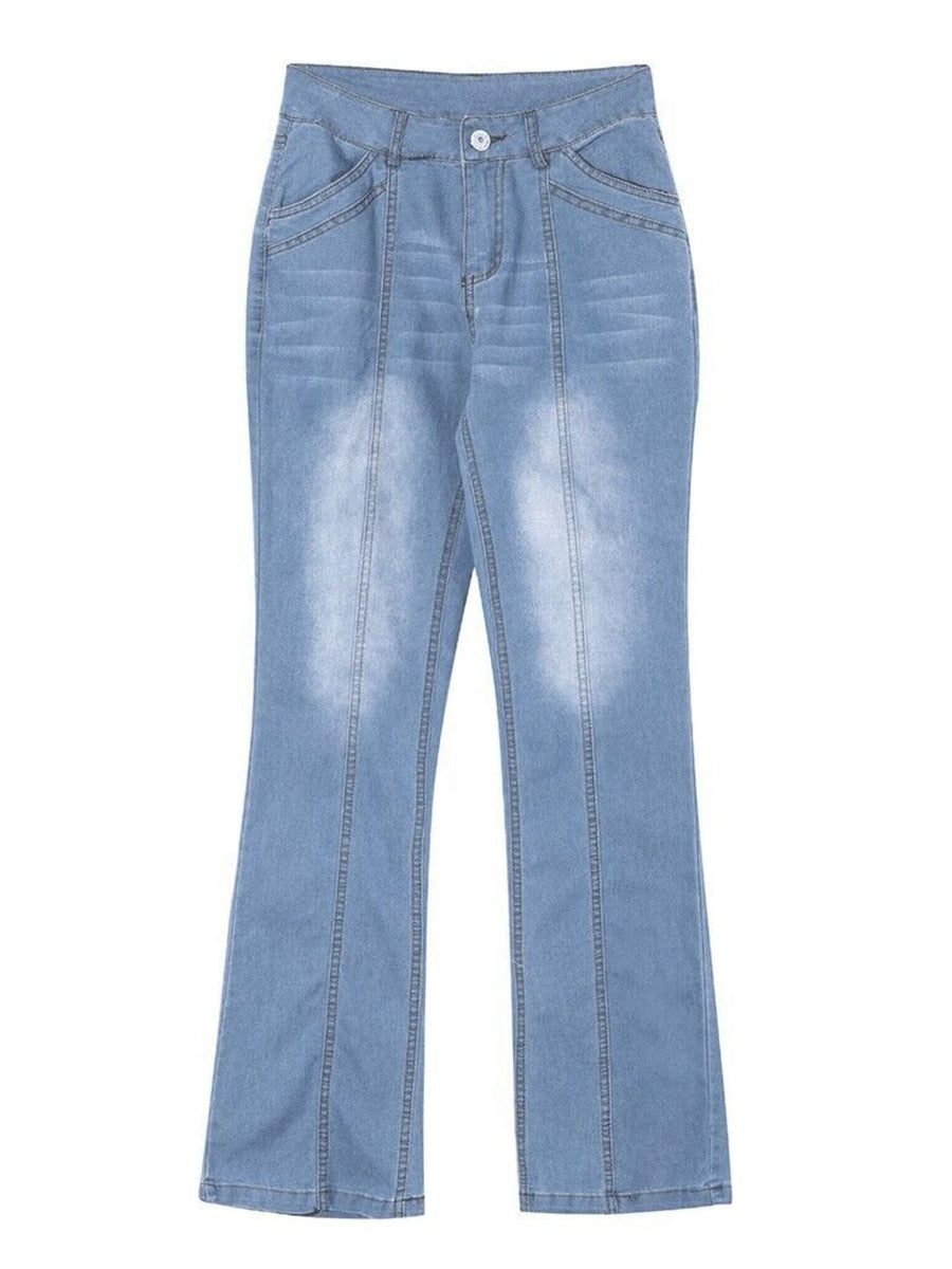 85% cotton, 15% polyester Care instructions: Machine wash cold bootcut jeans in Black with bootcut silhouette