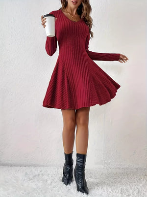 sweater dress featuring ribbed in Khaki with 100% polyester Care instructions: Machine wash cold texture