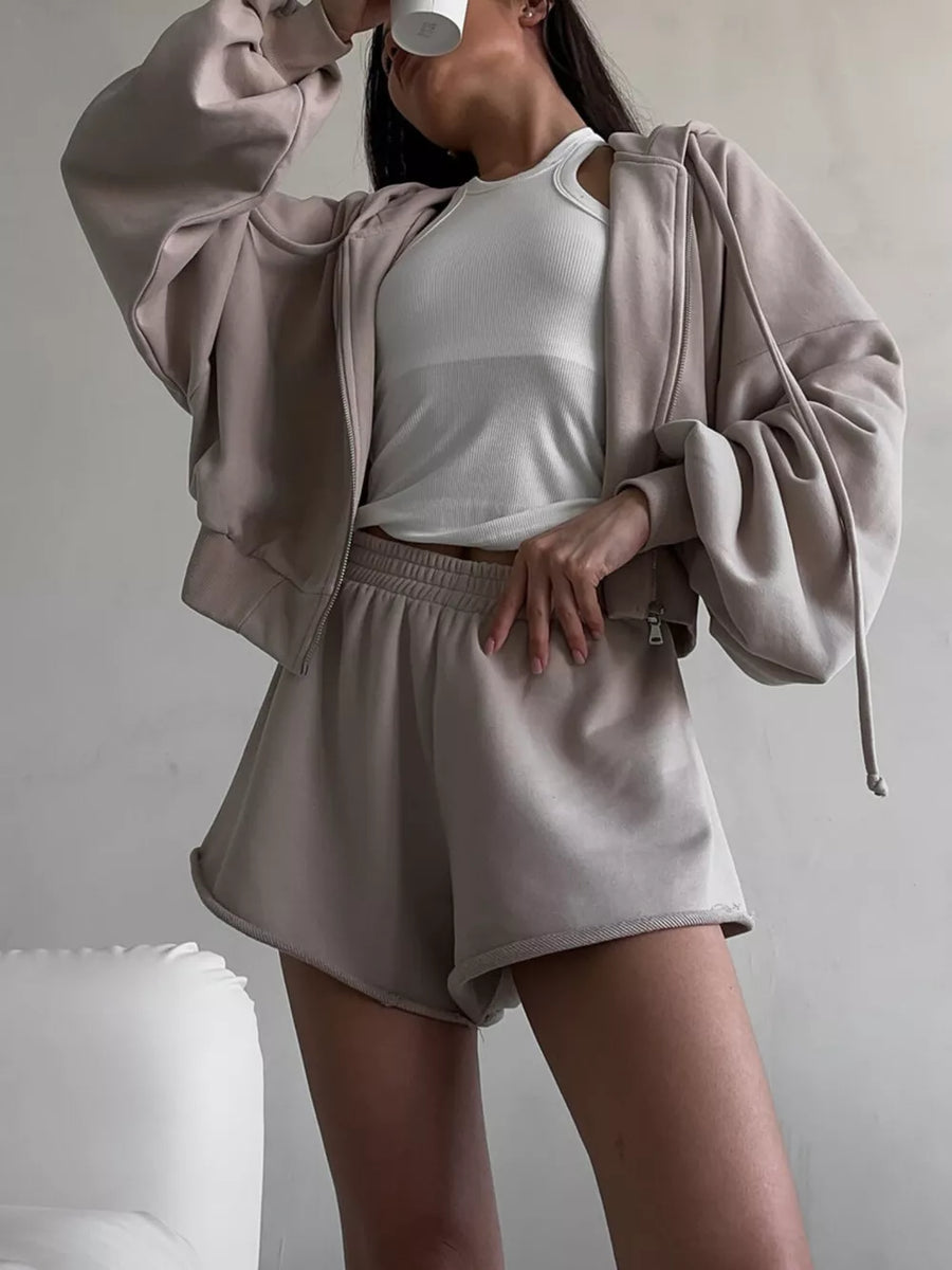 Light Gray with Zip-up Mini Jacket in Light Gray