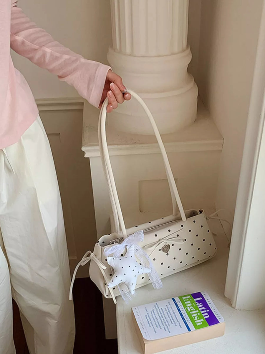 Blush Pink with Polka Dot Shoulder Bag in Blush Pink