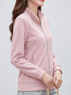 sweatshirt in White with mock neck and long sleeve