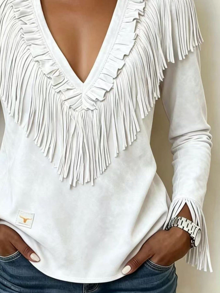 Dusty Pink regular blouse with deep v-neck
