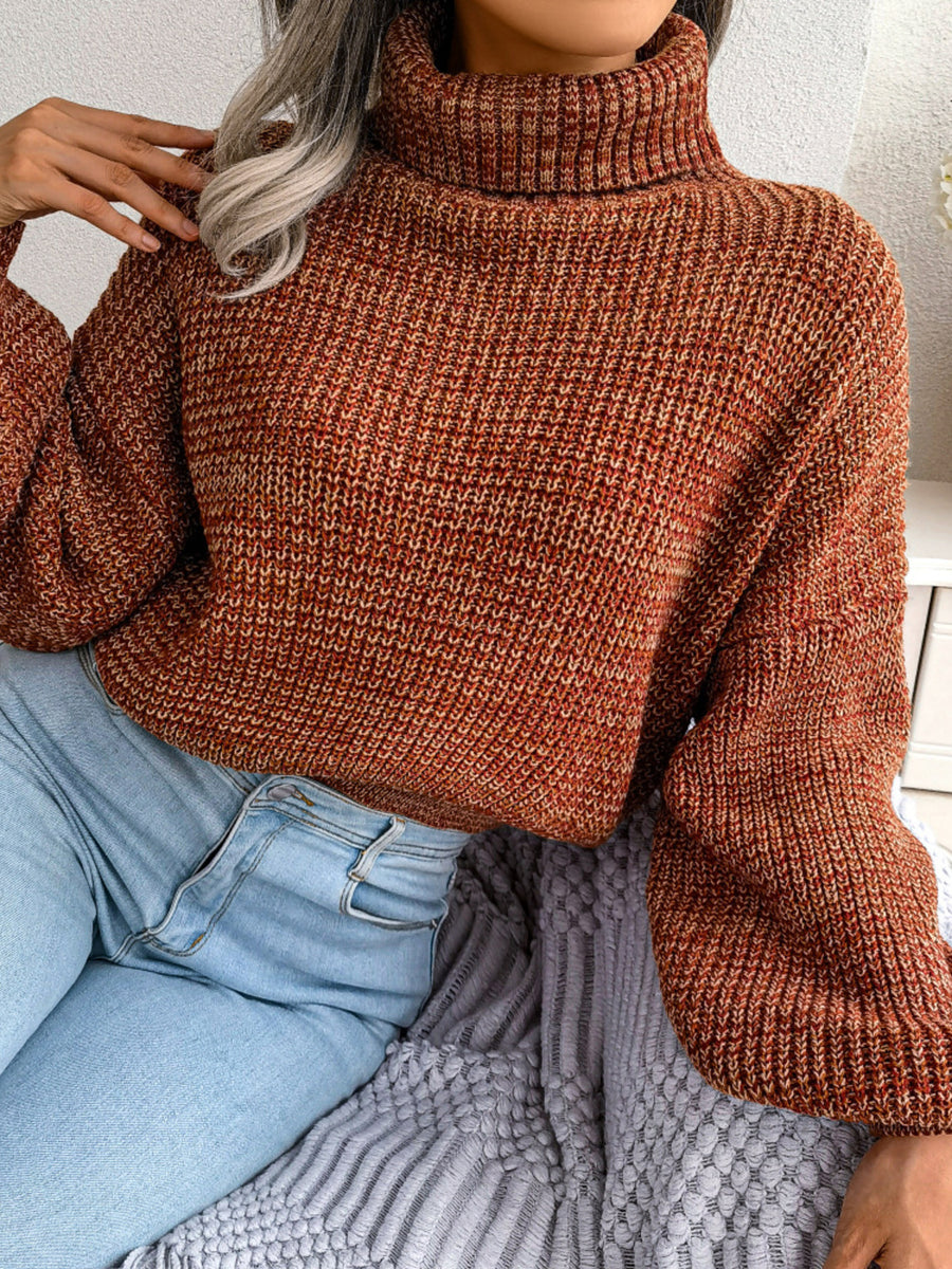 Light Blue turtleneck sweater with stretch and long sleeve