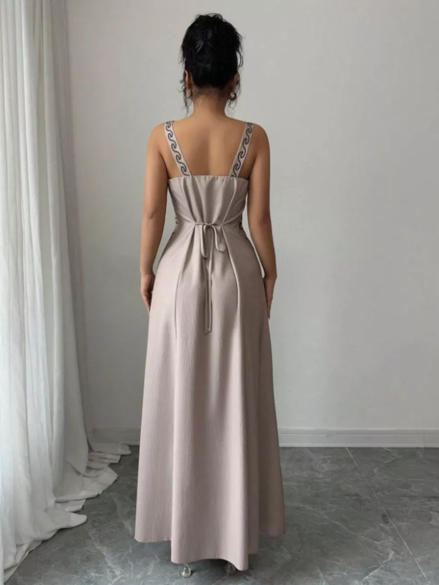 maxi dress in Light Blue with floral and side slit