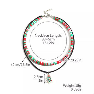 necklace in red with striped and double layered