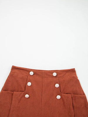 shorts in rust with buttoned and mini