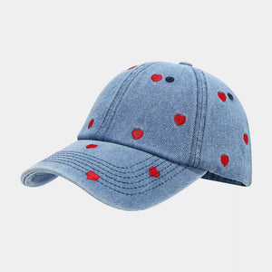 cap featuring heart in Dark with Denim Imported Size &amp texture