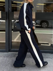 Brown with Zip Up Long Sleeve Outerwear And Pants Set