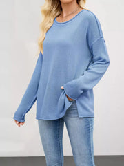 100% polyester Care instructions: Machine wash cold crewneck sweater in Red with loose silhouette