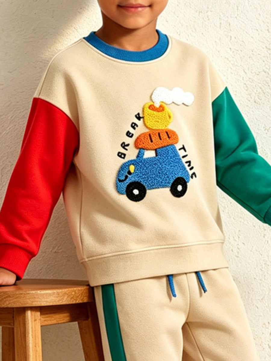 95%cotton,5%spandex Care instructions: Machine wash cold sweatshirt and jogger set in emerald green with relaxed silhouette