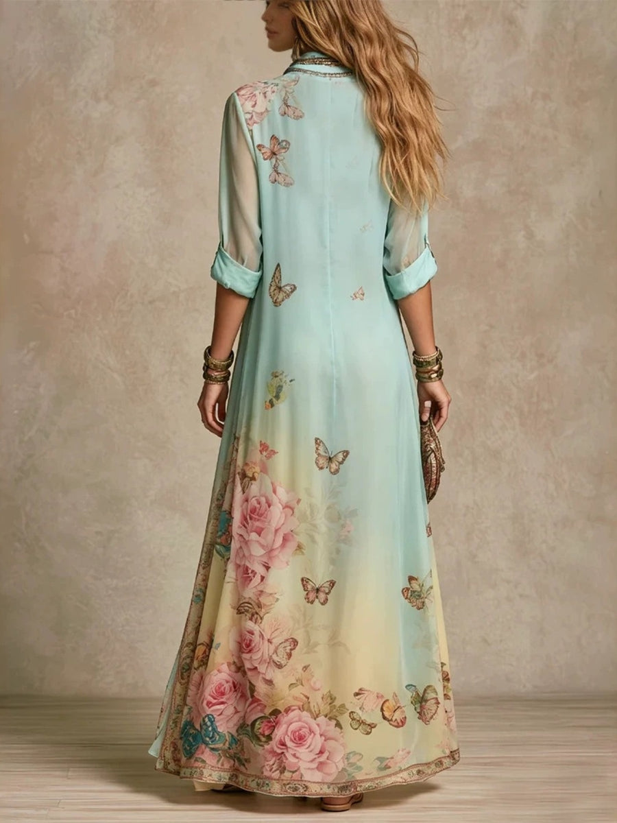 cream shirt dress with plus-size and long sleeve