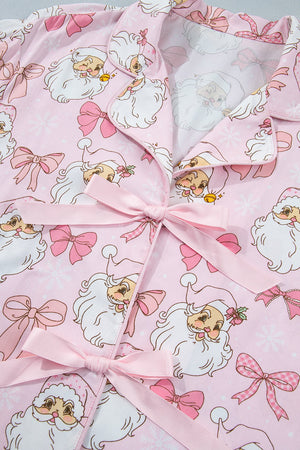 pajama set featuring Santa print in white with 100% viscose Care instructions: Machine wash cold texture