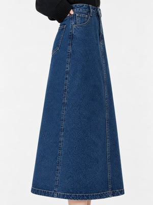 midi skirt in Black with washed and midi
