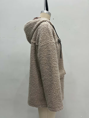 streetwear zip hoodie in camel with hooded