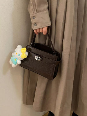 Crocodile Embossed Crossbody Bag in Brown