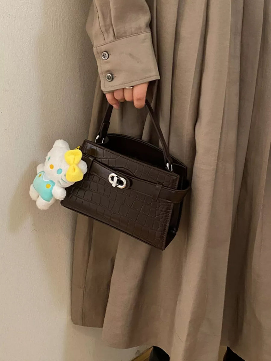 Crocodile Embossed Crossbody Bag in Brown