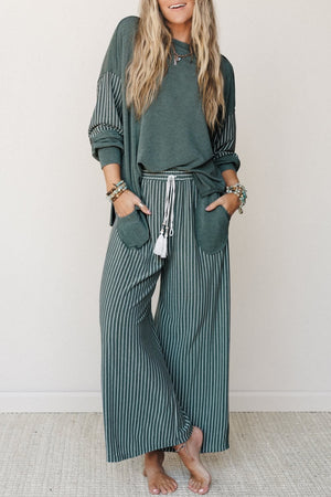 athleisure lounge set in French Blue with crew neck