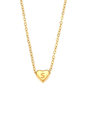 18K Gold-Plated Letter Heart Necklace in Heart Letter C with heart charm