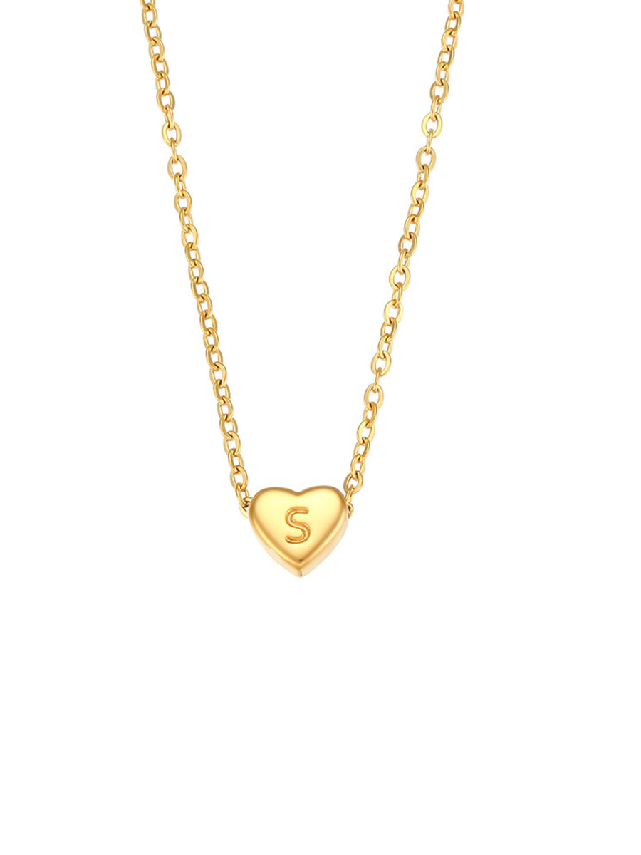 18K Gold-Plated Letter Heart Necklace in Heart Letter C with heart charm