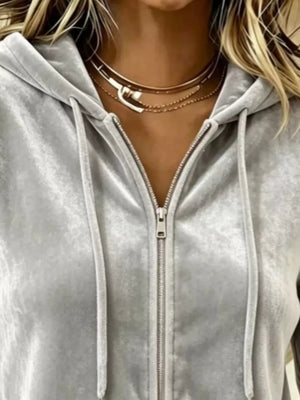 zip hoodie in Light Gray