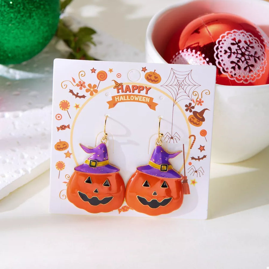 Orange earrings with short and fish hook