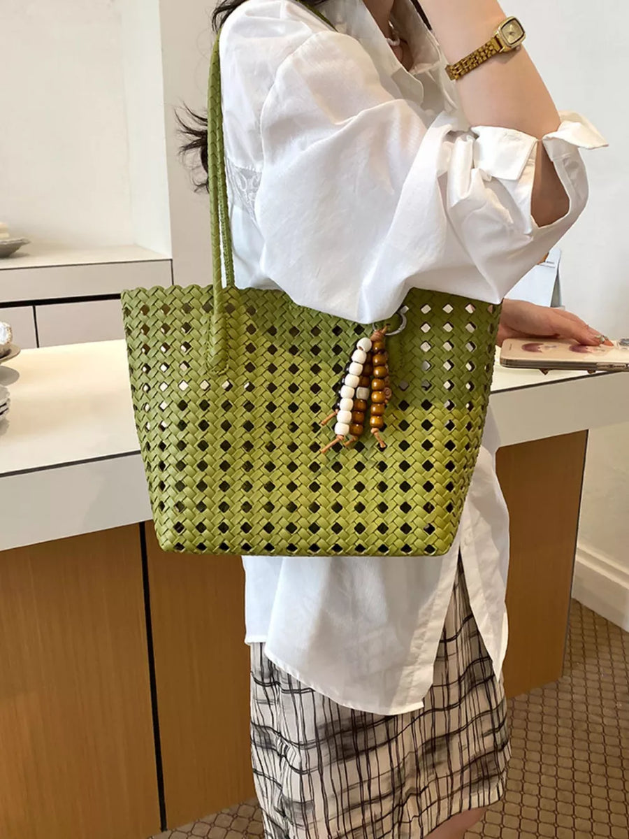 Yellow with Cutout Leather Shoulder Bag in Yellow