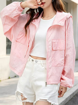 Lightweight Hooded Zip Up Jacket option 7