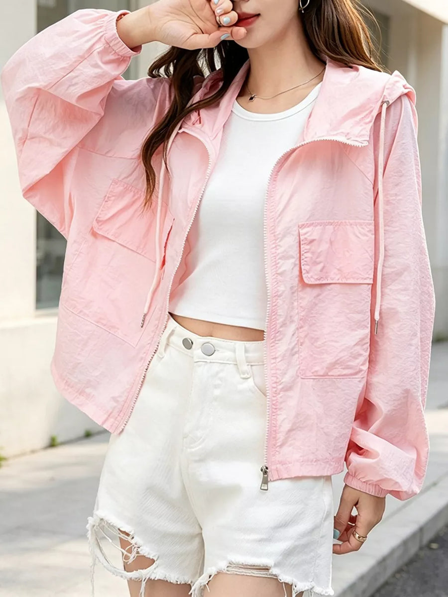 Lightweight Hooded Zip Up Jacket option 7