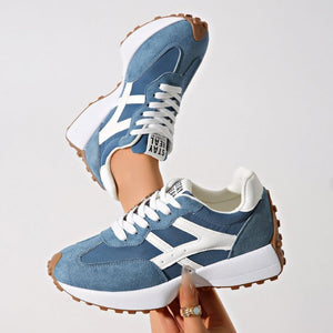 Round Toe Lace Up Sneakers Style 10600142493 in Blue with round toe