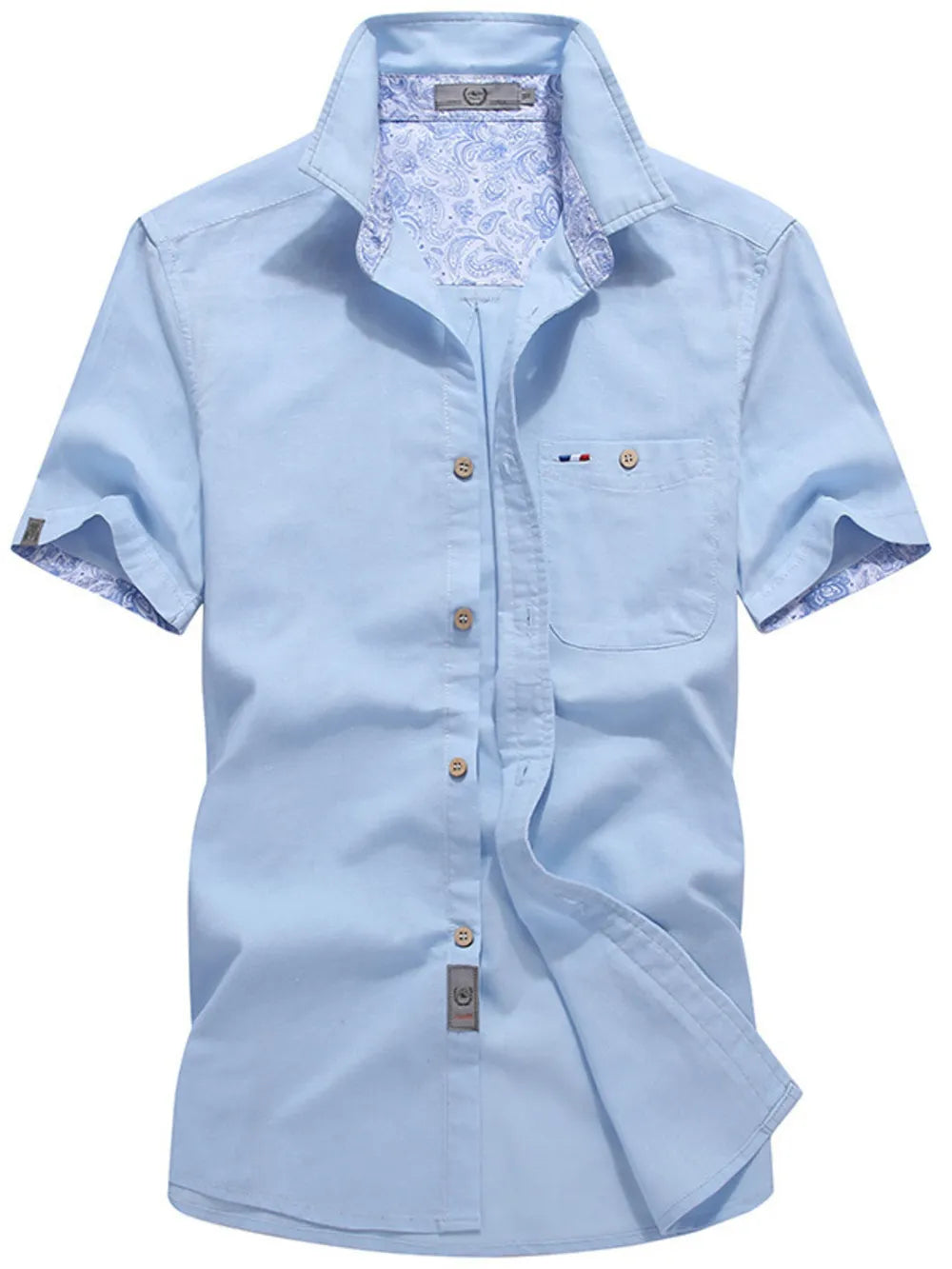 Army Green Men's Full Size Button Up Short-sleeve Casual Shirt