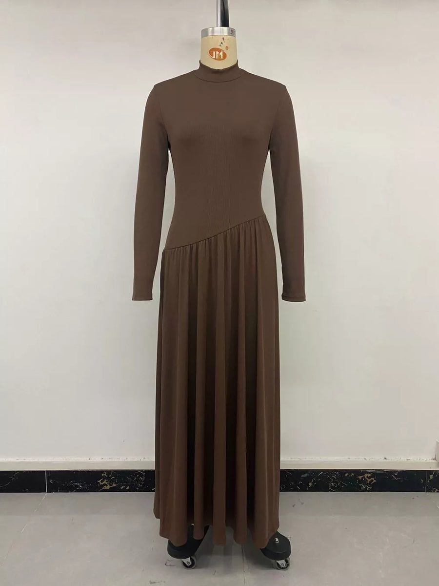 Mock Neck Long Sleeve Midi Dress option 9