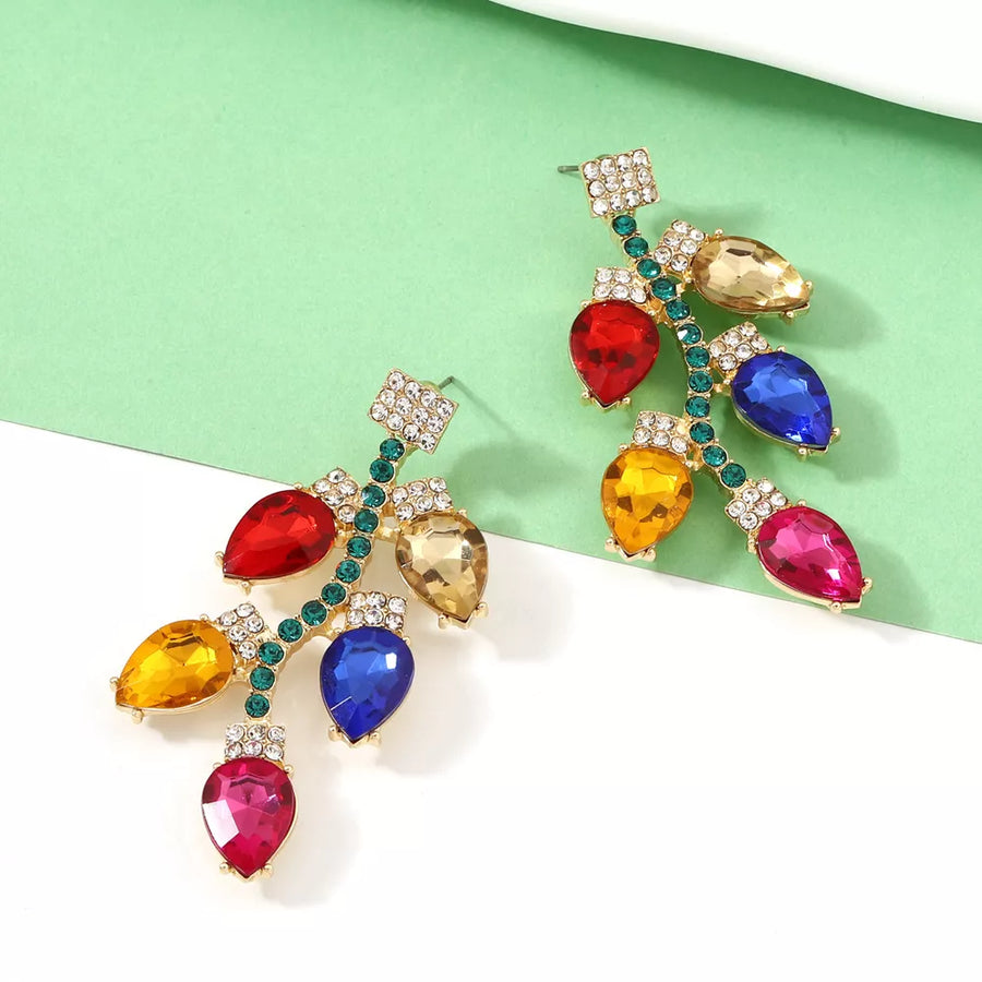 18K Gold-Plated, Zinc alloy, Rhinestone Care instructions: Avoid wearing during earrings in golden yellow with drop