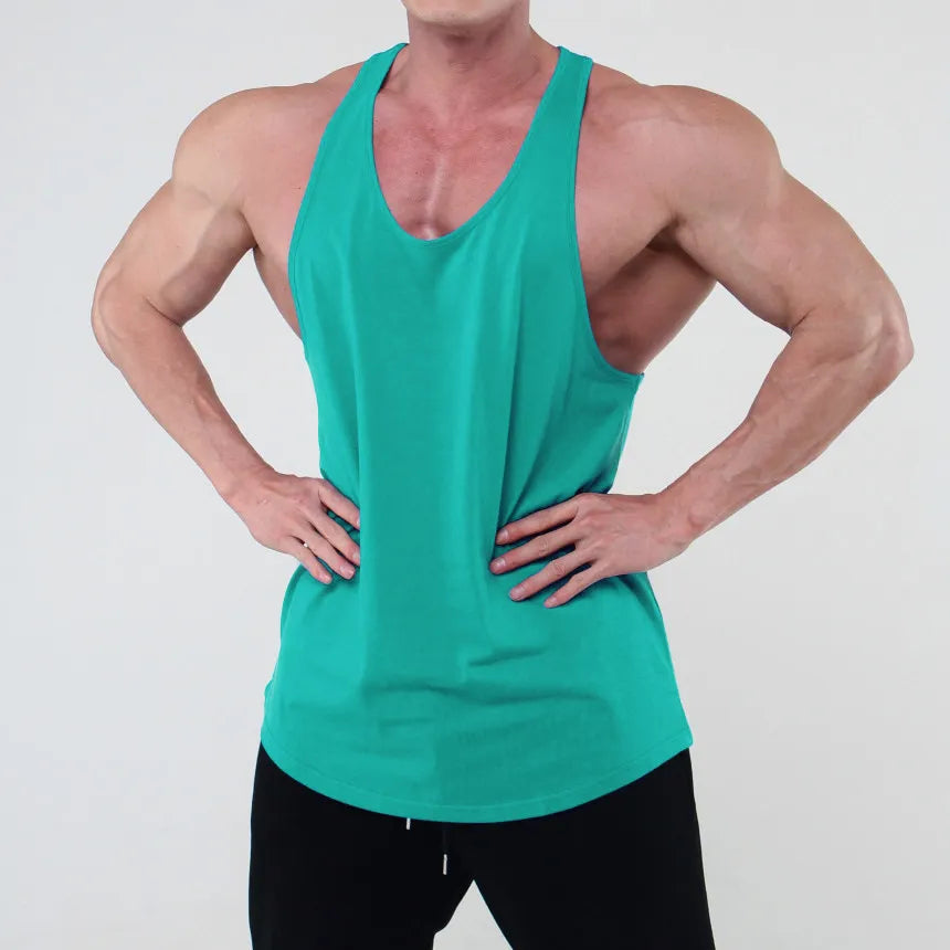 Turquoise scoop neck workout tank top with a relaxed fit