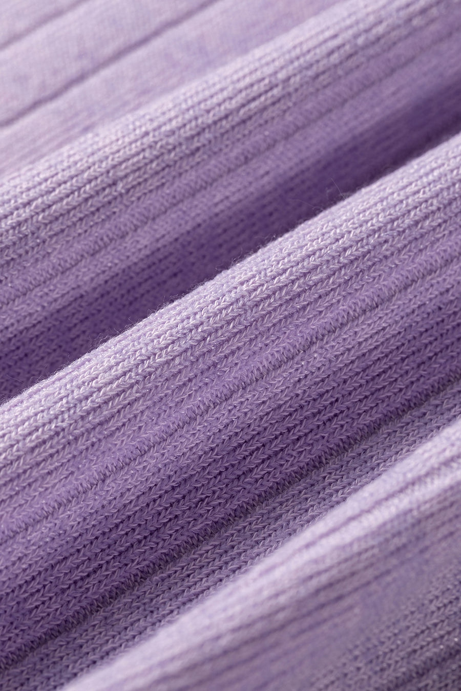 Solid Color Ribbed Long Sleeve T-Shirt in lavender with basic style