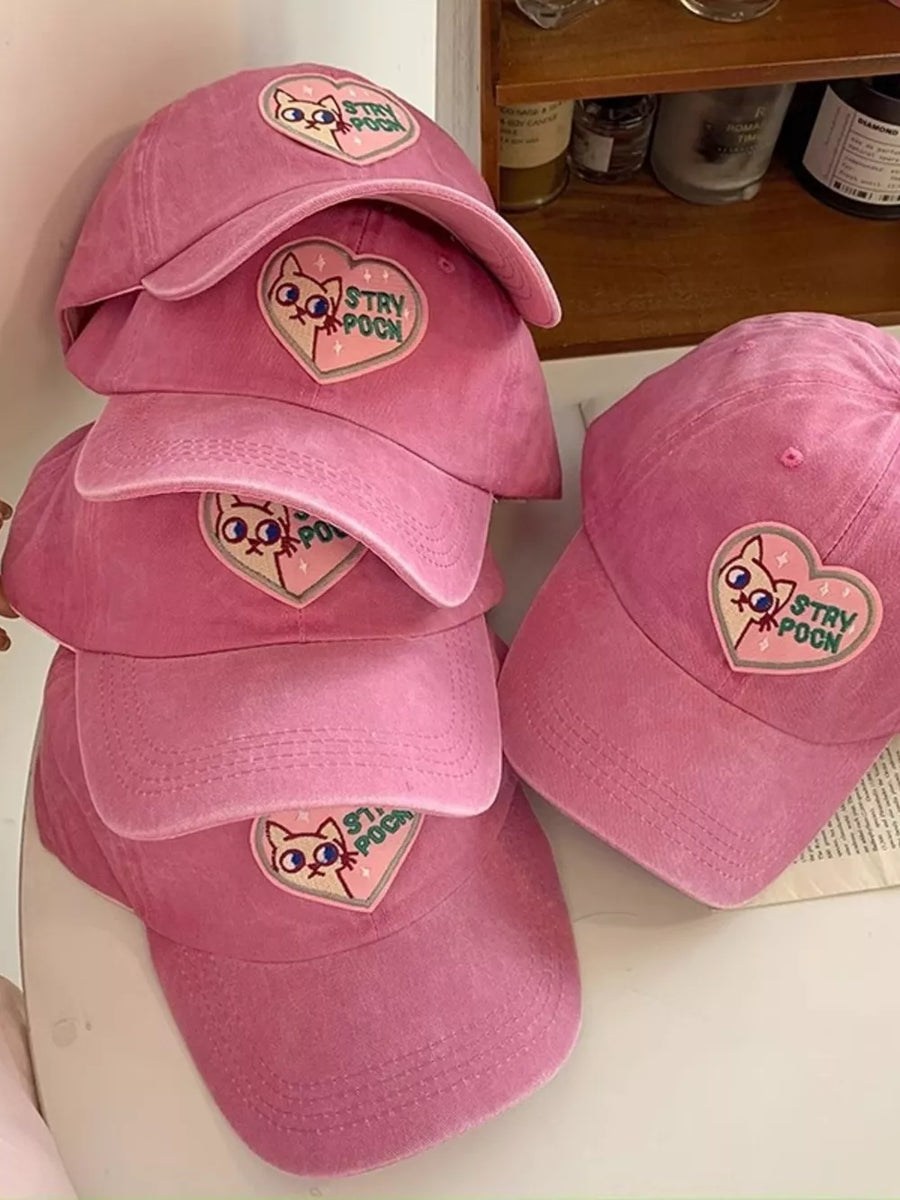 Heart Cat Baseball Cap Blush Pink option 3