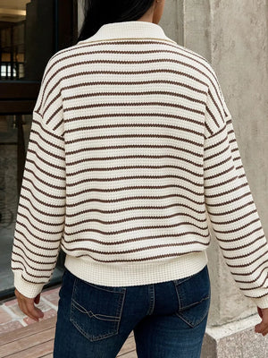 cream pullover sweater with knit and long sleeve