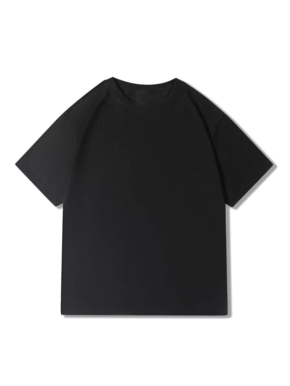 Black 100% cotton crew neck t-shirt with short sleeves