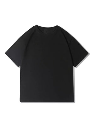 Black 100% cotton crew neck t-shirt with short sleeves