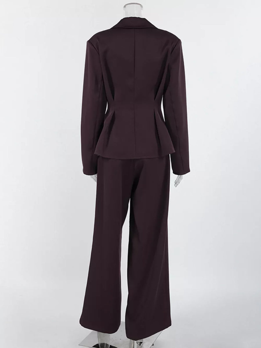 One-button Blazer And Wide-leg Pants Set option 7