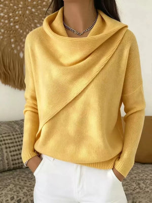 Red pullover sweater with hip-length and pullover