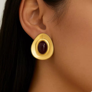 18k Gold-plated Resin Stud Earrings in gold with gold-plated